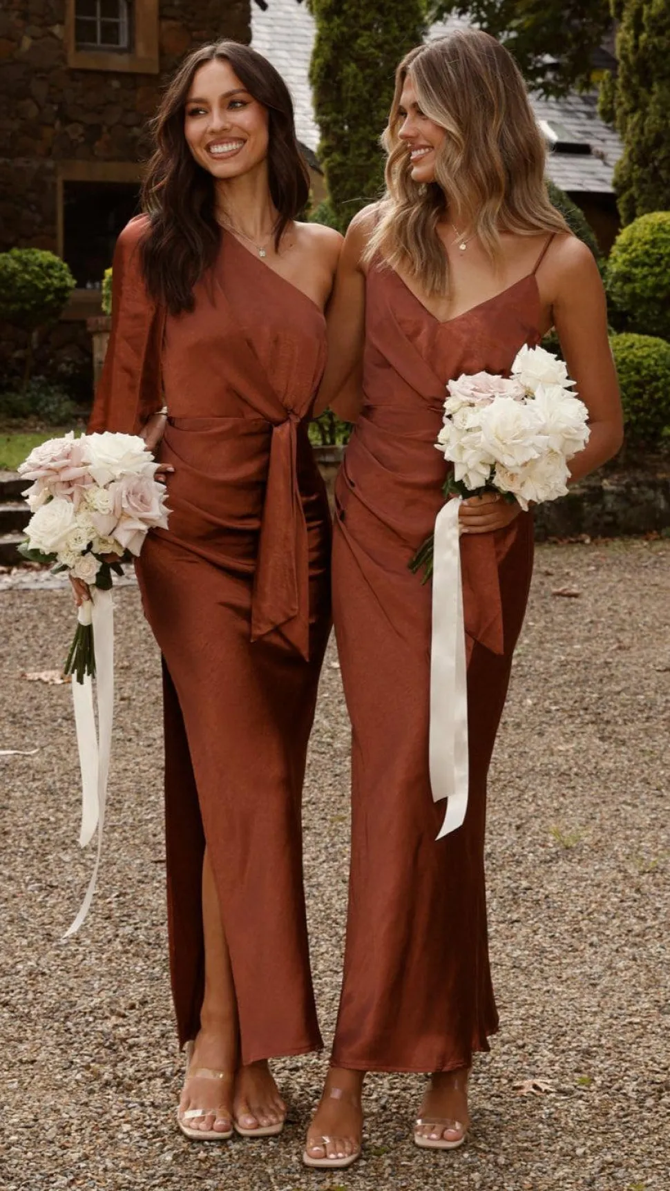 Eden One Shoulder Tie Front Maxi Dress - Rust