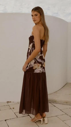 Elle Maxi Dress - Brown Floral