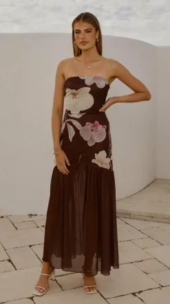 Elle Maxi Dress - Brown Floral