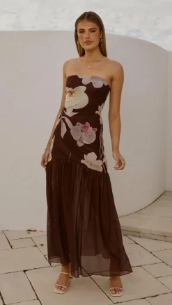 Elle Maxi Dress - Brown Floral