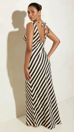 Ellery Maxi Dress - Black/Beige Stripe