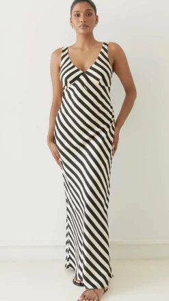 Ellery Maxi Dress - Black/Beige Stripe
