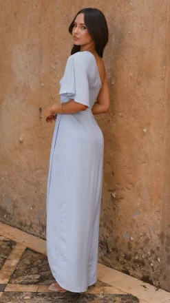 Emma One Sleeve Maxi Dress - Blue