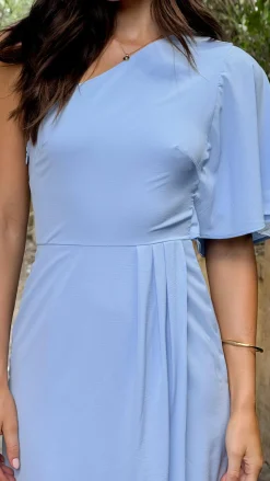 Emma One Sleeve Maxi Dress - Blue