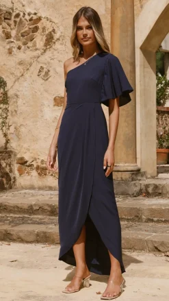 Emma One Sleeve Maxi Dress - Navy