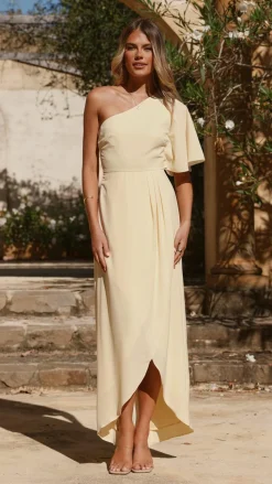 Emma One Sleeve Maxi Dress - Yellow