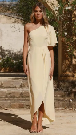 Emma One Sleeve Maxi Dress - Yellow