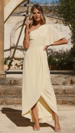 Emma One Sleeve Maxi Dress - Yellow