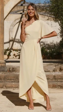 Emma One Sleeve Maxi Dress - Yellow