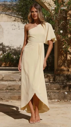 Emma One Sleeve Maxi Dress - Yellow