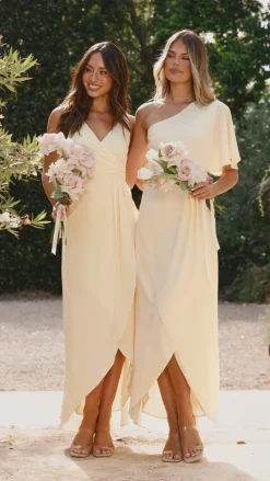 Emma One Sleeve Maxi Dress - Yellow