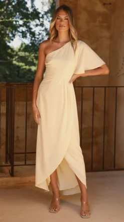 Emma One Sleeve Maxi Dress - Yellow