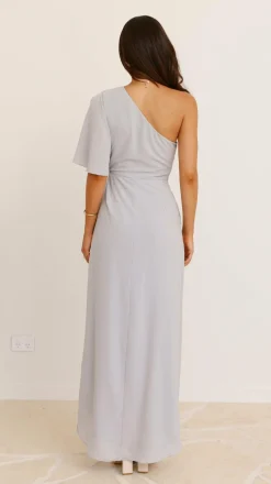 Emma One Sleeve Maxi Dress - Silver
