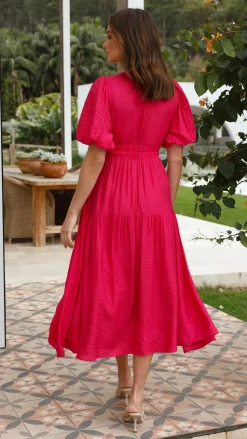 Erin Midi Dress - Magenta
