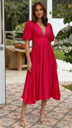 Erin Midi Dress - Magenta