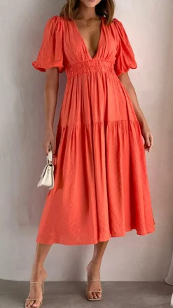 Erin Midi Dress - Melon