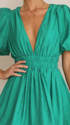 Erin Mini Dress - Emerald