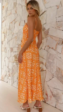 Farna Midi Dress - Orange Floral