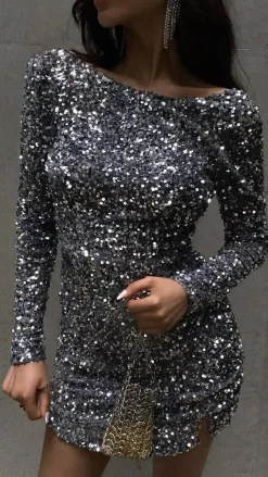 Felicia Mini Dress - Silver