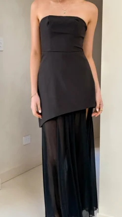 Fenella Asymmetrical Maxi Dress - Black