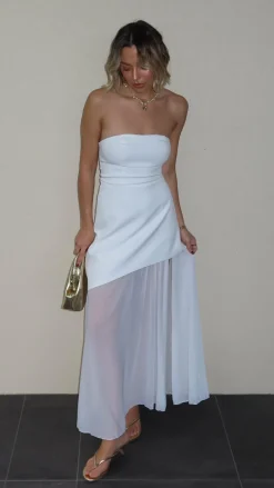 Fenella Asymmetrical Maxi Dress - White
