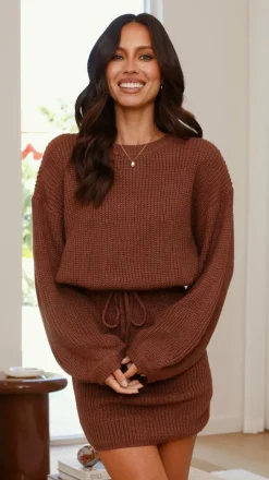 Feya Knit Mini Dress - Chocolate