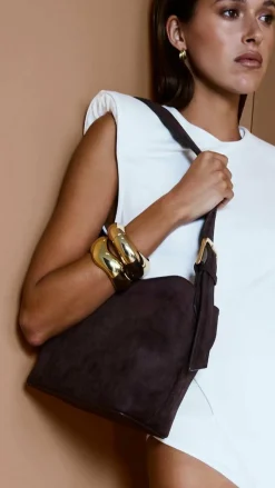 Freya Shoulder Bag - Dark Cacao Suede