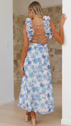 Galilhai Maxi Dress - Blue Floral