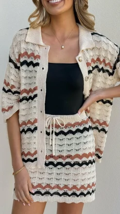 Greta Mini Skirt - Natural Stripe