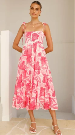 Gwynne Maxi Dress - Pink Print