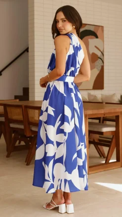 Hadas Maxi Dress - Cobalt/White Print