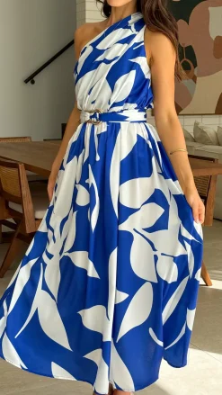 Hadas Maxi Dress - Cobalt/White Print