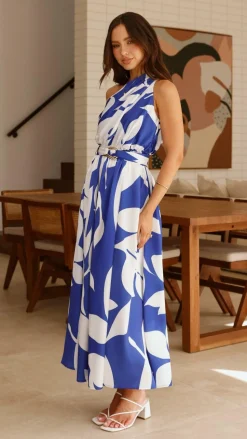 Hadas Maxi Dress - Cobalt/White Print