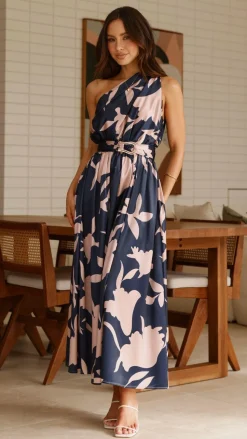 Hadas Maxi Dress - Navy/Pink Print