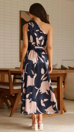 Hadas Maxi Dress - Navy/Pink Print