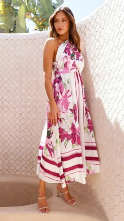Hadas Maxi Dress - Pink / White Floral