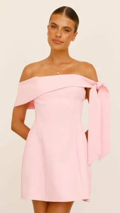 Halen Off Shoulder Mini Dress - Pink