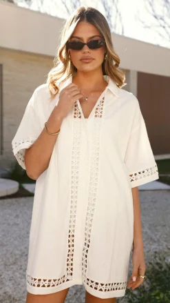 Halia Mini Shirt Dress - White