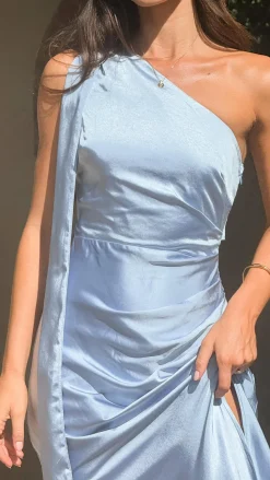 Halle One Shoulder Maxi Dress - Blue