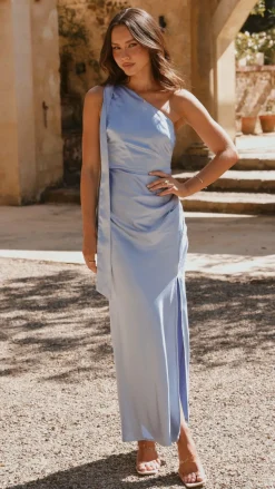 Halle One Shoulder Maxi Dress - Blue