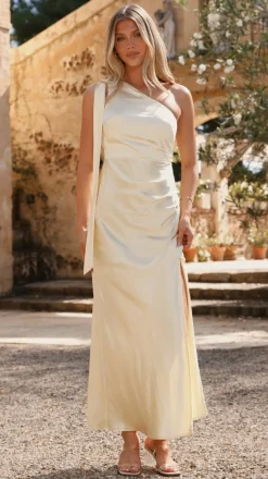 Halle One Shoulder Maxi Dress - Yellow