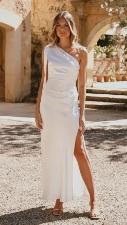 Halle One Shoulder Maxi Dress - Ivory