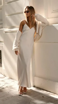 Harper Thin Strap Maxi Dress - Ivory