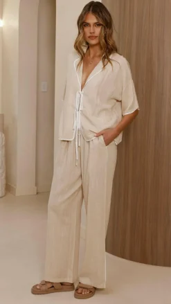 Hartley Tie Shirt - Beige / White