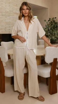 Hartley Tie Shirt - Beige / White