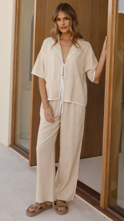 Hartley Tie Shirt - Beige / White