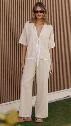 Hartley Tie Shirt - Beige / White