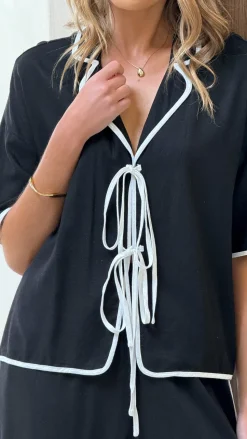 Hartley Tie Shirt - Black / White