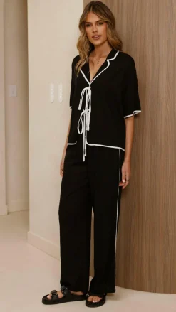 Hartley Tie Shirt - Black / White