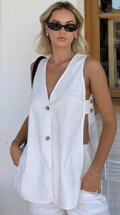 Hayley Vest and Shorts Set - White